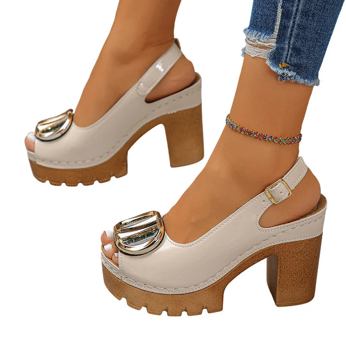 👡 50% RABATT! ✨ Elegante Peep-Toe-Sandalen mit Schnallenabsatz – Stilvoll, Bequem & Perfekt Für Jeden Anlass 🌸