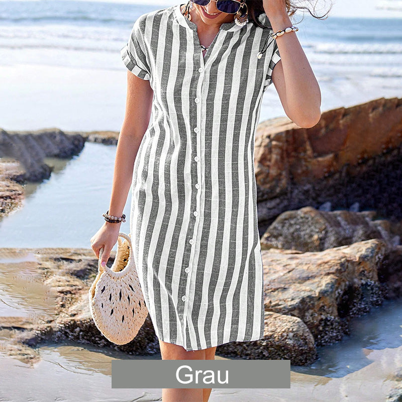 🌸Gestreiftes Button-Down-Hemdkleid für Damen