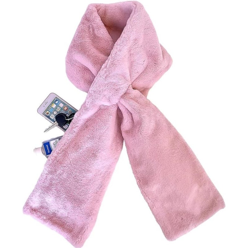 🏆LETZTER TAG SALE 50% RABATT🔥⚡50K+ verkauft!🧣Ultraweicher Kunstfell-Durchziehschal mit geheimer Reißverschlusstasche