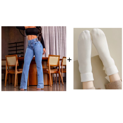 💕Frühlingsneuheit👖Stretch-Schlagjeans mit hohem Bund