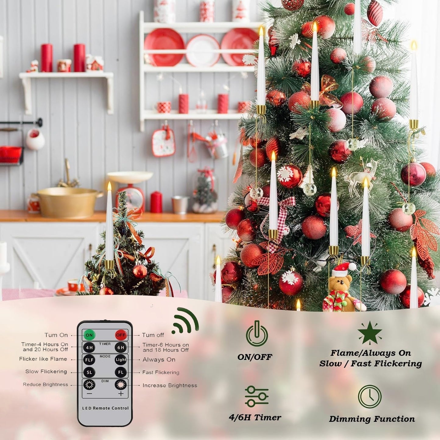 🎁Frühweihnachtliche Aktion – 50 % Rabatt🎄❄️Weihnachtsbaum-LED-Kerzen mit klarem Kristallkugelhaken