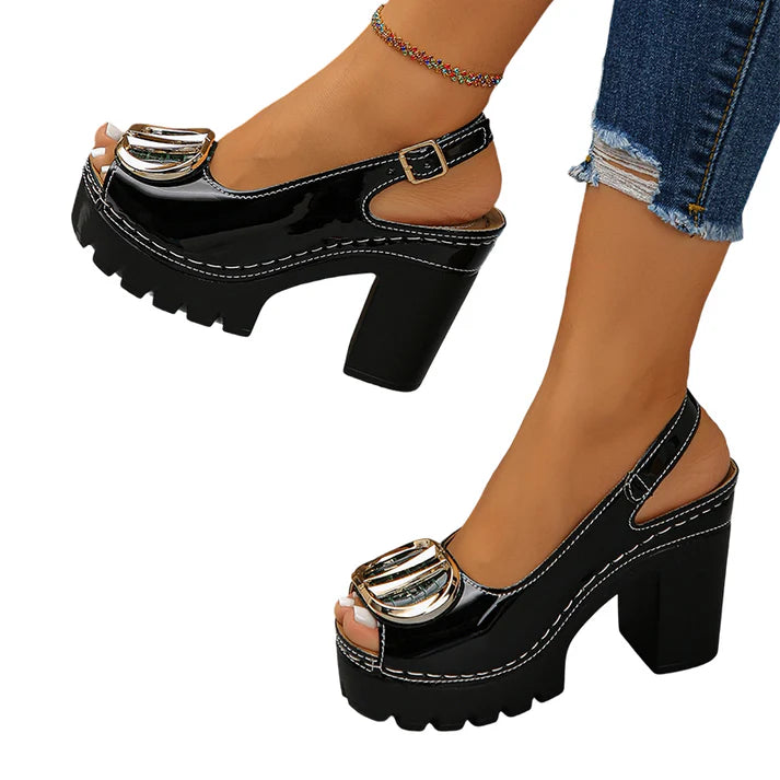 👡 50% RABATT! ✨ Elegante Peep-Toe-Sandalen mit Schnallenabsatz – Stilvoll, Bequem & Perfekt Für Jeden Anlass 🌸