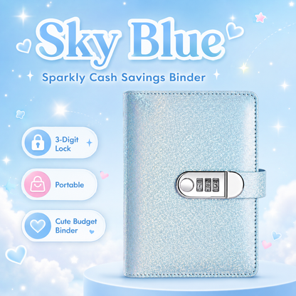 ✨ SparkleLock-Sparordner mit 3-stelligem Zahlenschloss – 100-seitiger Budget-Organizer zum Einstecken von Bargeld für Spar-Challenges, Geldziele und Geschenke 💖