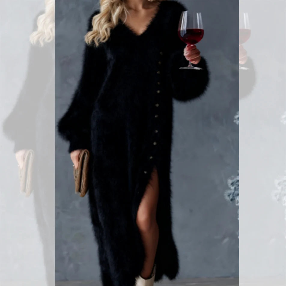 ✨Elegantes Strickkleid für Damen mit Seitenschlitz