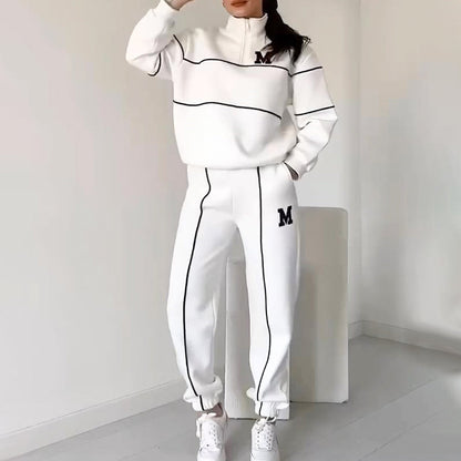 Lässiges Sweatshirt 2-teiliges Set mit Linie