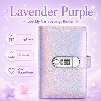 ✨ SparkleLock-Sparordner mit 3-stelligem Zahlenschloss – 100-seitiger Budget-Organizer zum Einstecken von Bargeld für Spar-Challenges, Geldziele und Geschenke 💖