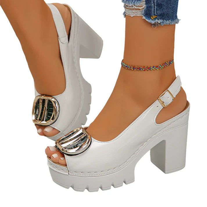 👡 50% RABATT! ✨ Elegante Peep-Toe-Sandalen mit Schnallenabsatz – Stilvoll, Bequem & Perfekt Für Jeden Anlass 🌸