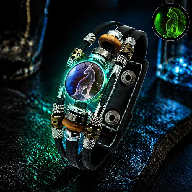 🎉 Sonderangebot 2026 – Über 21.300 Stück verkauft!🔥 Im Dunkeln leuchtendes Lederarmband mit Sternzeichen