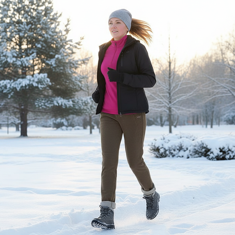 👖 Hoch taillierte, warme Damenhose mit Kunstfell-Futter