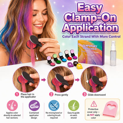 🔥Letzter Tag: 50 % Rabatt!🌈 12-Farben-Set für temporäre Haarkreide mit Applikator