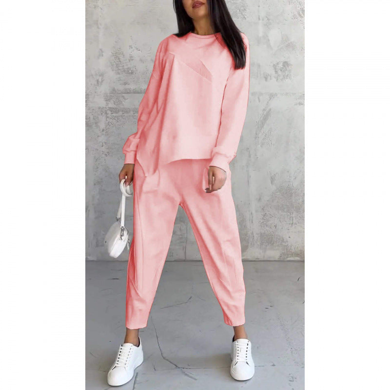 💕Damen Langarm-Sweatshirts mit unregelmäßigem Saum & Hosen-Set