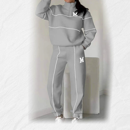 Lässiges Sweatshirt 2-teiliges Set mit Linie