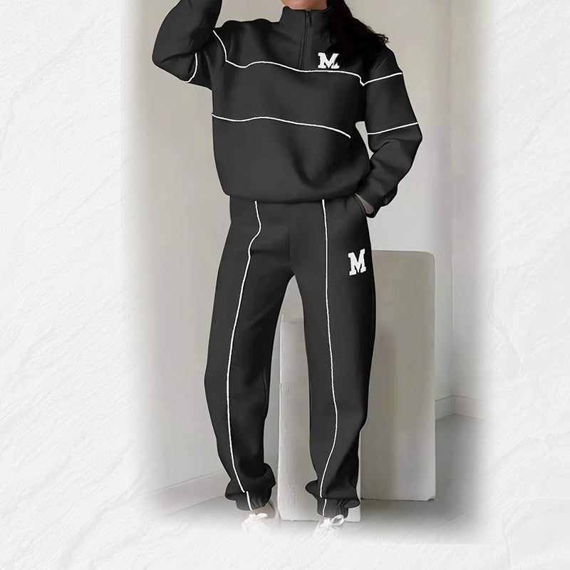 Lässiges Sweatshirt 2-teiliges Set mit Linie