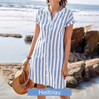 🌸Gestreiftes Button-Down-Hemdkleid für Damen