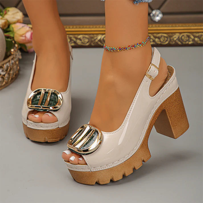 👡 50% RABATT! ✨ Elegante Peep-Toe-Sandalen mit Schnallenabsatz – Stilvoll, Bequem & Perfekt Für Jeden Anlass 🌸