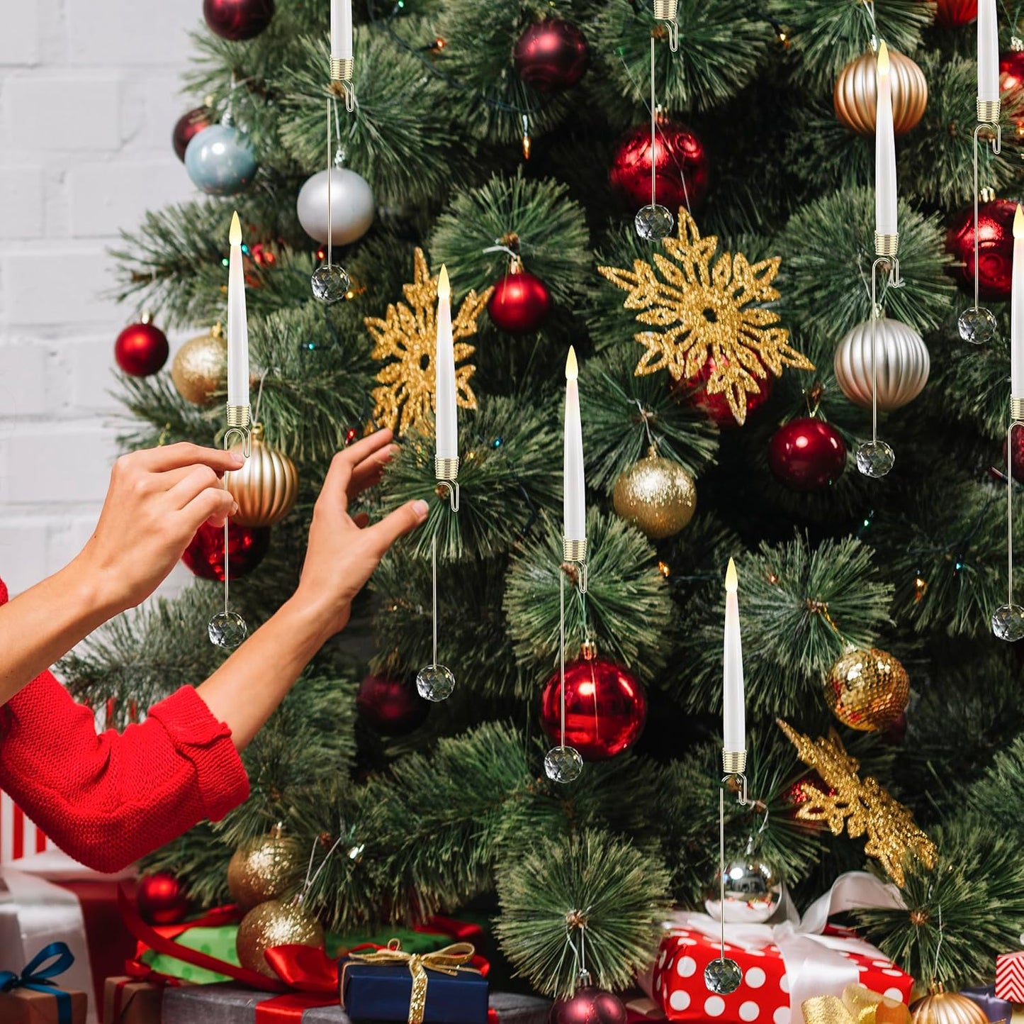 🎁Frühweihnachtliche Aktion – 50 % Rabatt🎄❄️Weihnachtsbaum-LED-Kerzen mit klarem Kristallkugelhaken