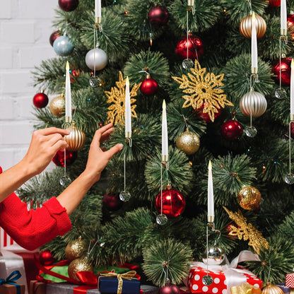 🎁Frühweihnachtliche Aktion – 50 % Rabatt🎄❄️Weihnachtsbaum-LED-Kerzen mit klarem Kristallkugelhaken