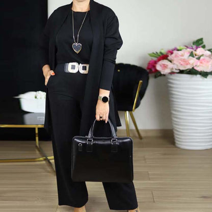 👗 59 % RABATT! ✨Elegantes 3-teiliges Set: Langer Cardigan, Oberteil und Hose