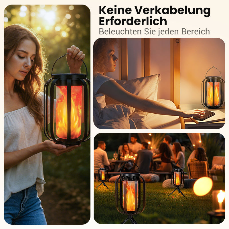 🔥Upgraded flackernde Flamme Solar Laterne im Freien wasserdichtes Licht