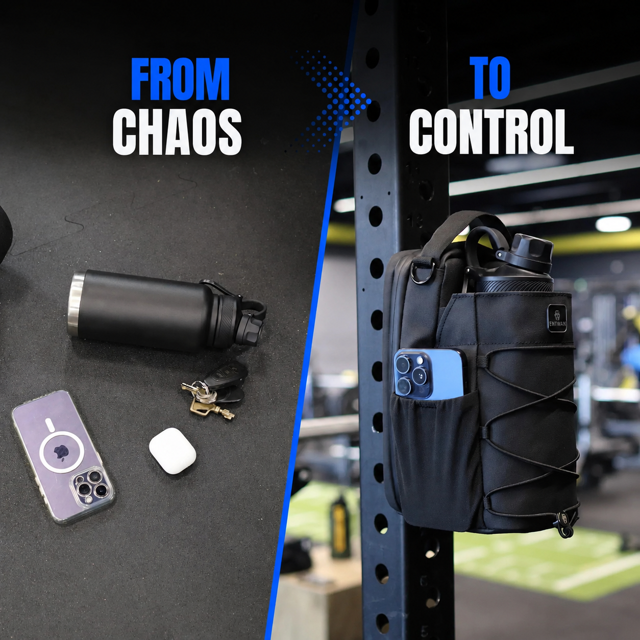 🧲Magnetische Sporttasche – für eine Tragkraft von 9 kg getestet, mit Stauraum für Trinkflasche und Handy sowie Umhängegurt