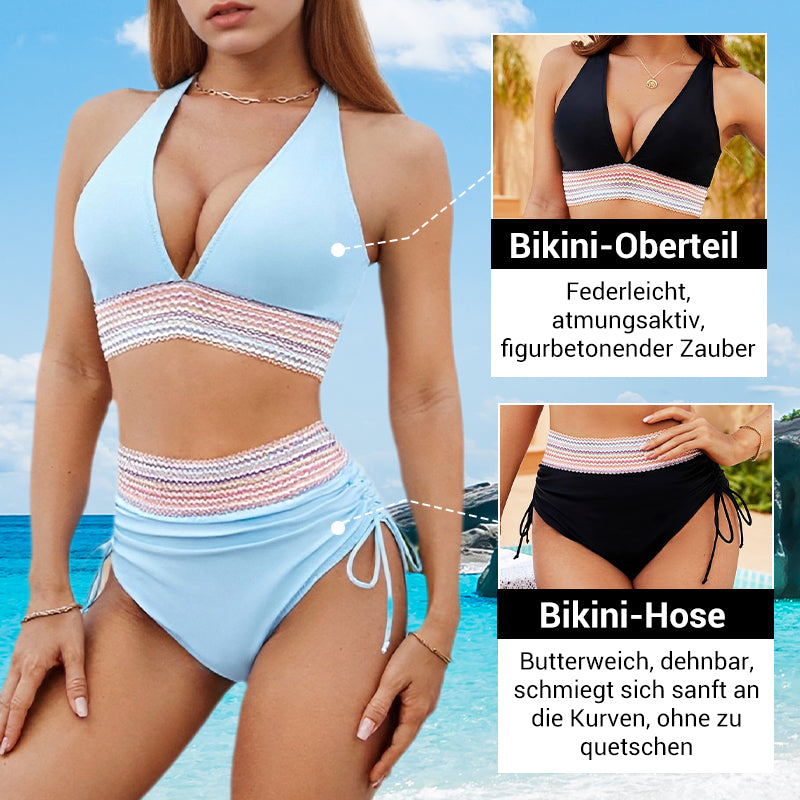 👙Hoch taillierte Bikini-Sets mit Bauchkontrolle und Farbblockdesign