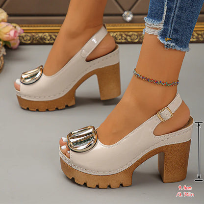 👡 50% RABATT! ✨ Elegante Peep-Toe-Sandalen mit Schnallenabsatz – Stilvoll, Bequem & Perfekt Für Jeden Anlass 🌸