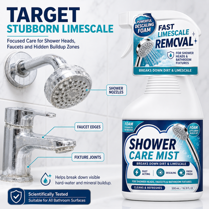 ❄️Summerfresh 50 % Rabatt!🚿Schnell wirkendes Kalkentfernungsspray für das Badezimmer – Reiniger für Dusche, Wasserhähne und Kalkablagerungen, 500 ml