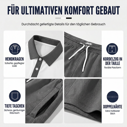 👕 2-teiliges Hemd- & Shorts-Set für Herren – bequem, atmungsaktiv & vielseitig für Sommer, Freizeit & Reisen ☀️🩳
