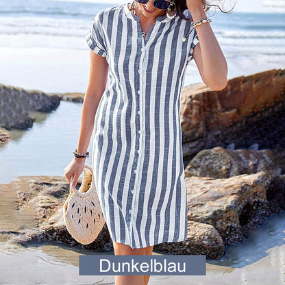 🌸Gestreiftes Button-Down-Hemdkleid für Damen