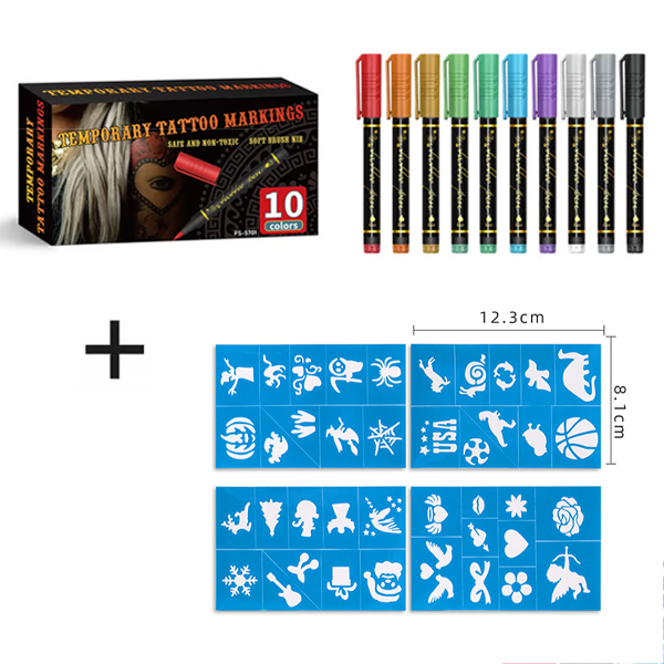 🎨50% OFF NOW! Temporary Tattoo Markers for Skin – Long-Lasting Waterproof Body Art Tattoo Pens, DIY Temporary Tattoo Kit for Parties, Festivals, Halloween & Cosplay