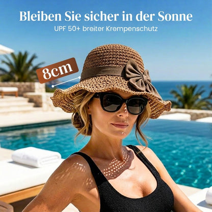 🎀 50 % RABATT 👒 | Strohhut mit Retro-Schleife – Faltbar & atmungsaktiv für den Sommer