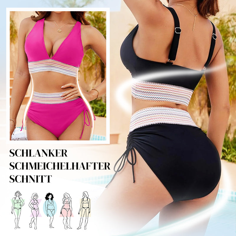 👙Hoch taillierte Bikini-Sets mit Bauchkontrolle und Farbblockdesign