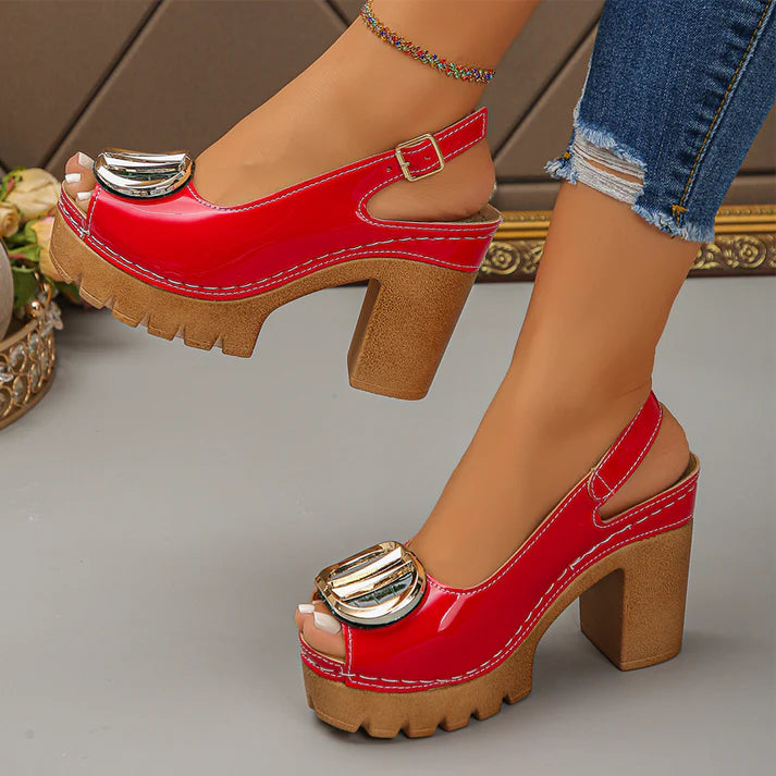 👡 50% RABATT! ✨ Elegante Peep-Toe-Sandalen mit Schnallenabsatz – Stilvoll, Bequem & Perfekt Für Jeden Anlass 🌸