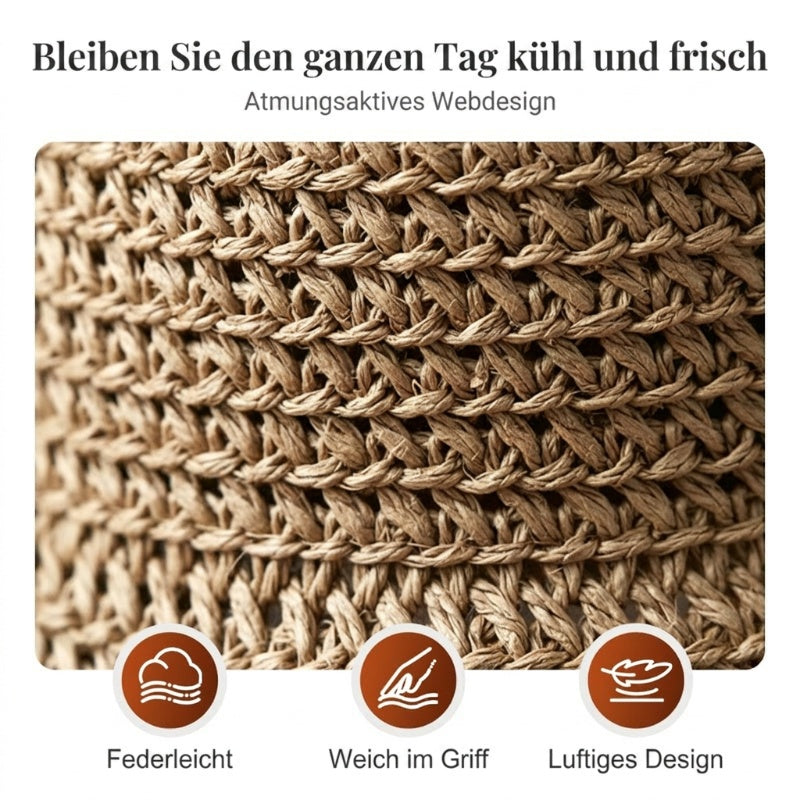 🎀 50 % RABATT 👒 | Strohhut mit Retro-Schleife – Faltbar & atmungsaktiv für den Sommer