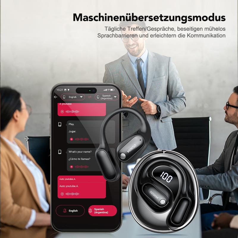 Ki Übersetzungs-Kopfhörer – Echtzeit-Übersetzung in 134 Sprachen mit App, Bluetooth 6.0, Kabellose Earbuds für Musik & Anrufe, IPX5 Wasserdicht, Lange Akkulaufzeit