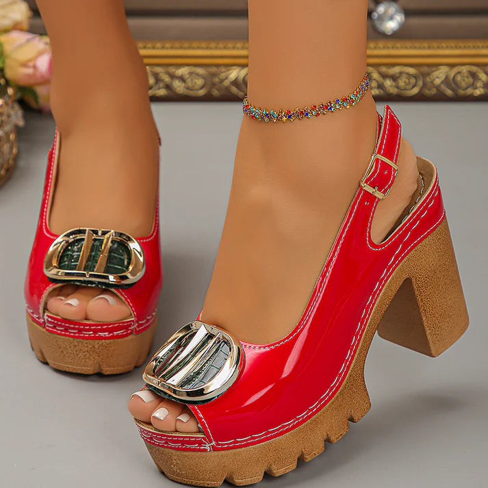 👡 50% RABATT! ✨ Elegante Peep-Toe-Sandalen mit Schnallenabsatz – Stilvoll, Bequem & Perfekt Für Jeden Anlass 🌸