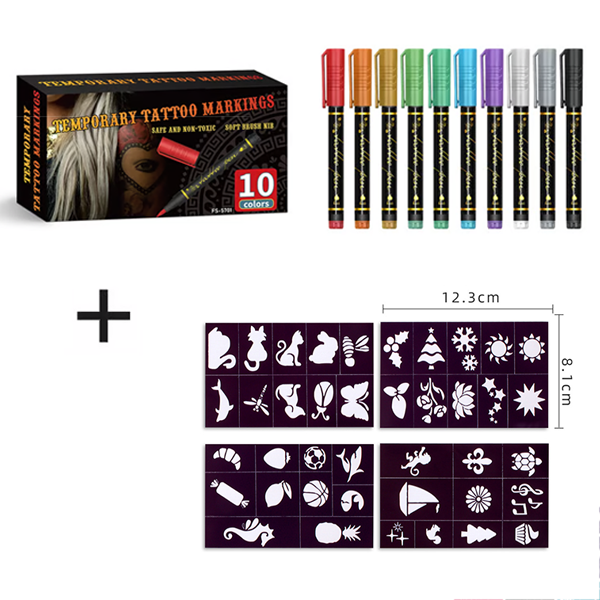🎨50% OFF NOW! Temporary Tattoo Markers for Skin – Long-Lasting Waterproof Body Art Tattoo Pens, DIY Temporary Tattoo Kit for Parties, Festivals, Halloween & Cosplay