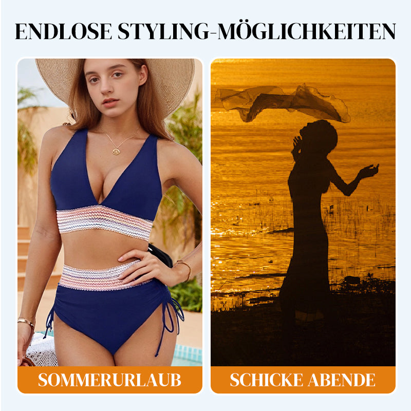 👙Hoch taillierte Bikini-Sets mit Bauchkontrolle und Farbblockdesign