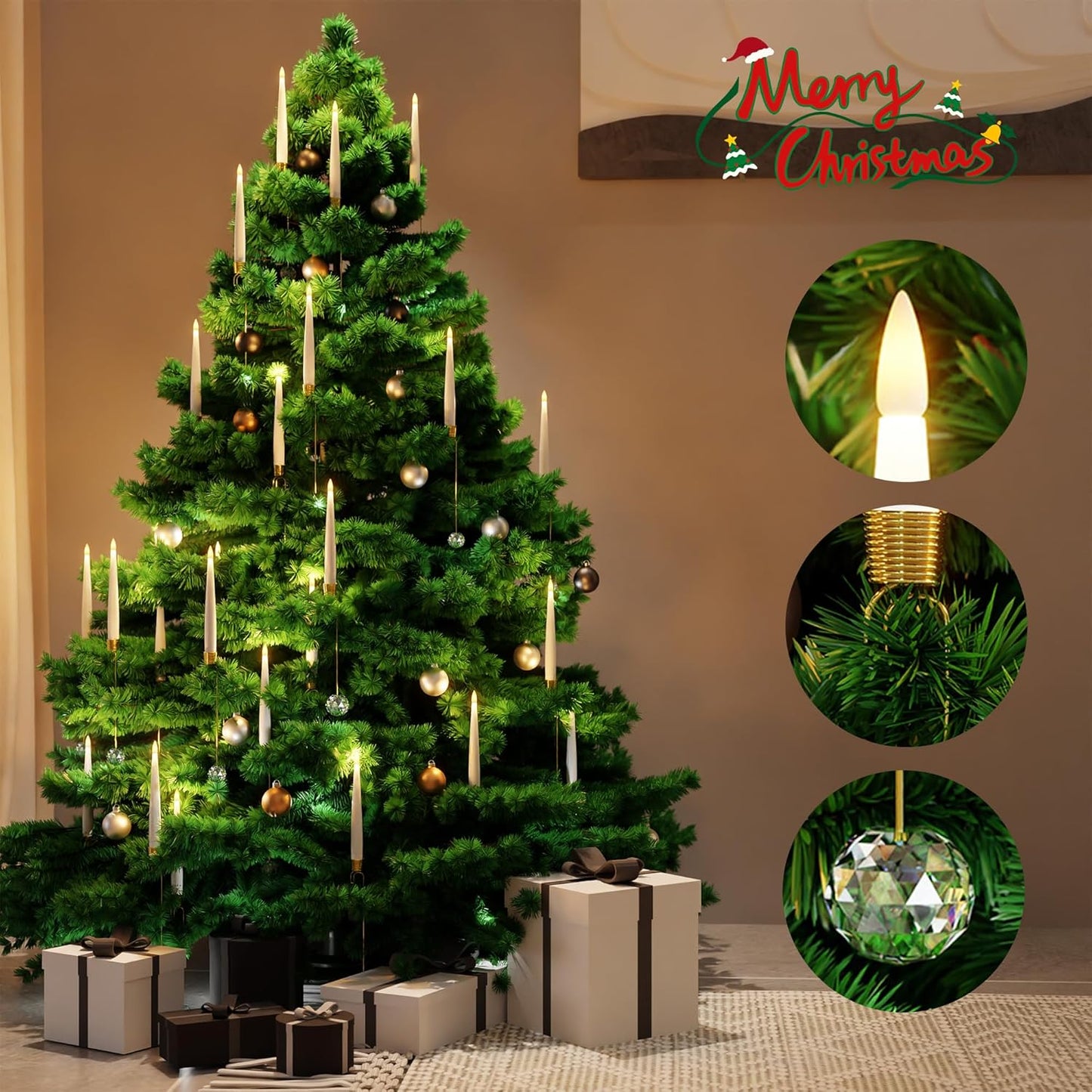 🎁Frühweihnachtliche Aktion – 50 % Rabatt🎄❄️Weihnachtsbaum-LED-Kerzen mit klarem Kristallkugelhaken