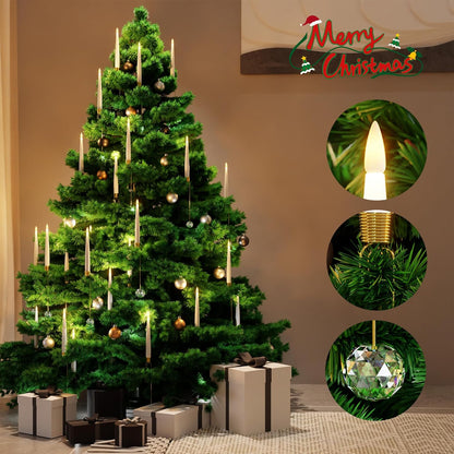 🎁Frühweihnachtliche Aktion – 50 % Rabatt🎄❄️Weihnachtsbaum-LED-Kerzen mit klarem Kristallkugelhaken