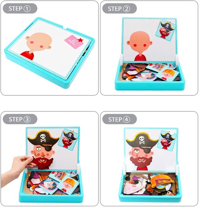 Magnetisches Puzzle Gesichter-Anziehspiel Reisespiel Doppelseitiges Vorschulerziehungs-Lernspielzeug für Kinder