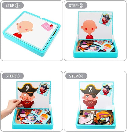 Magnetisches Puzzle Gesichter-Anziehspiel Reisespiel Doppelseitiges Vorschulerziehungs-Lernspielzeug für Kinder