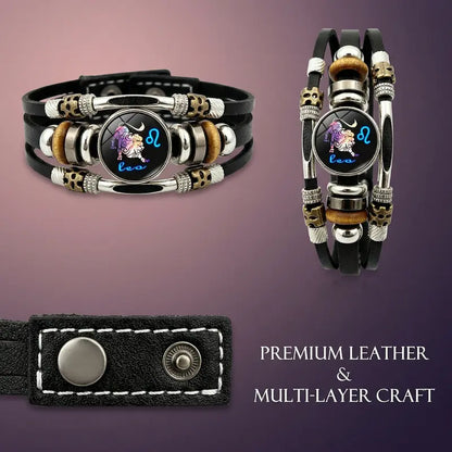 🎉 Sonderangebot 2026 – Über 21.300 Stück verkauft!🔥 Im Dunkeln leuchtendes Lederarmband mit Sternzeichen