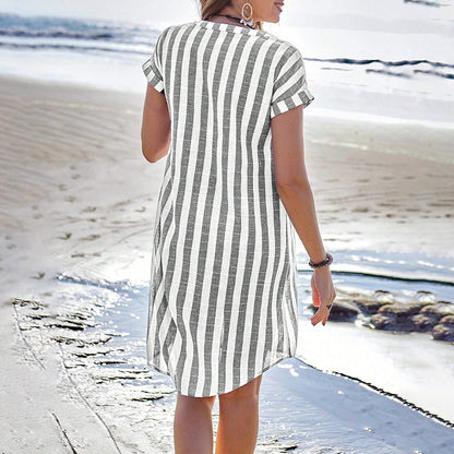 🌸Gestreiftes Button-Down-Hemdkleid für Damen