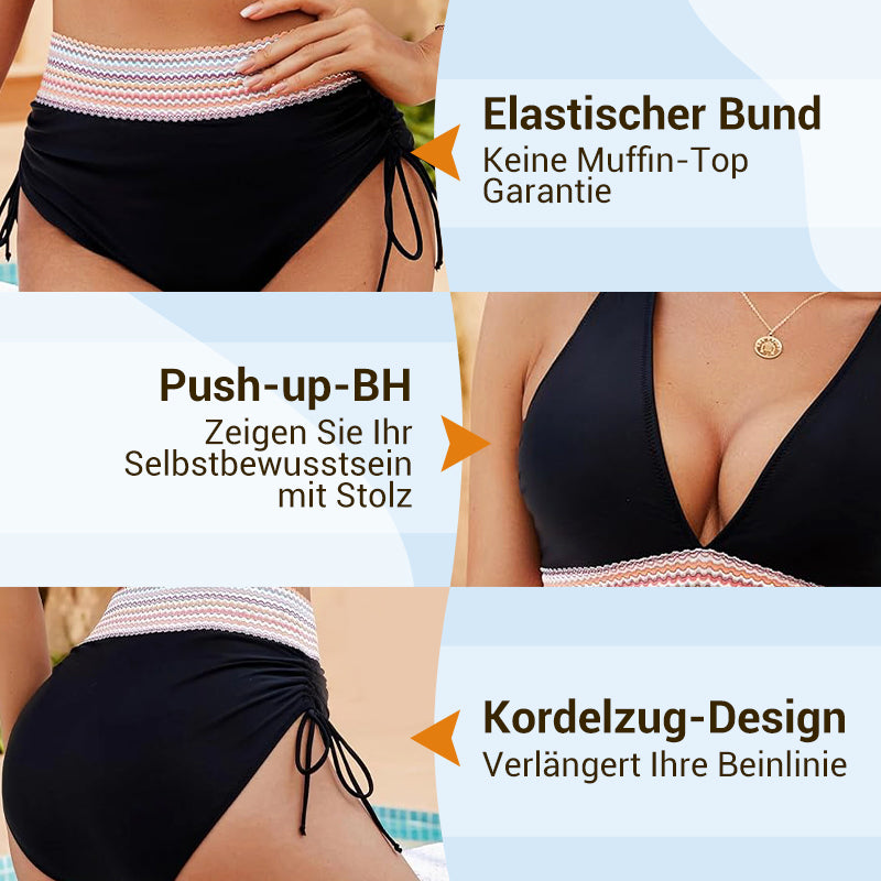 👙Hoch taillierte Bikini-Sets mit Bauchkontrolle und Farbblockdesign