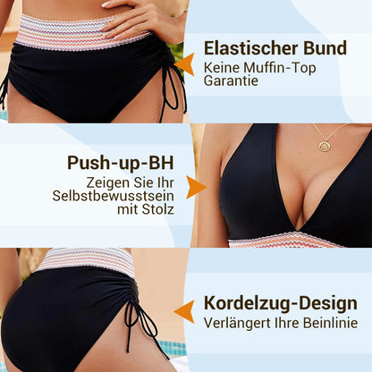 👙Hoch taillierte Bikini-Sets mit Bauchkontrolle und Farbblockdesign