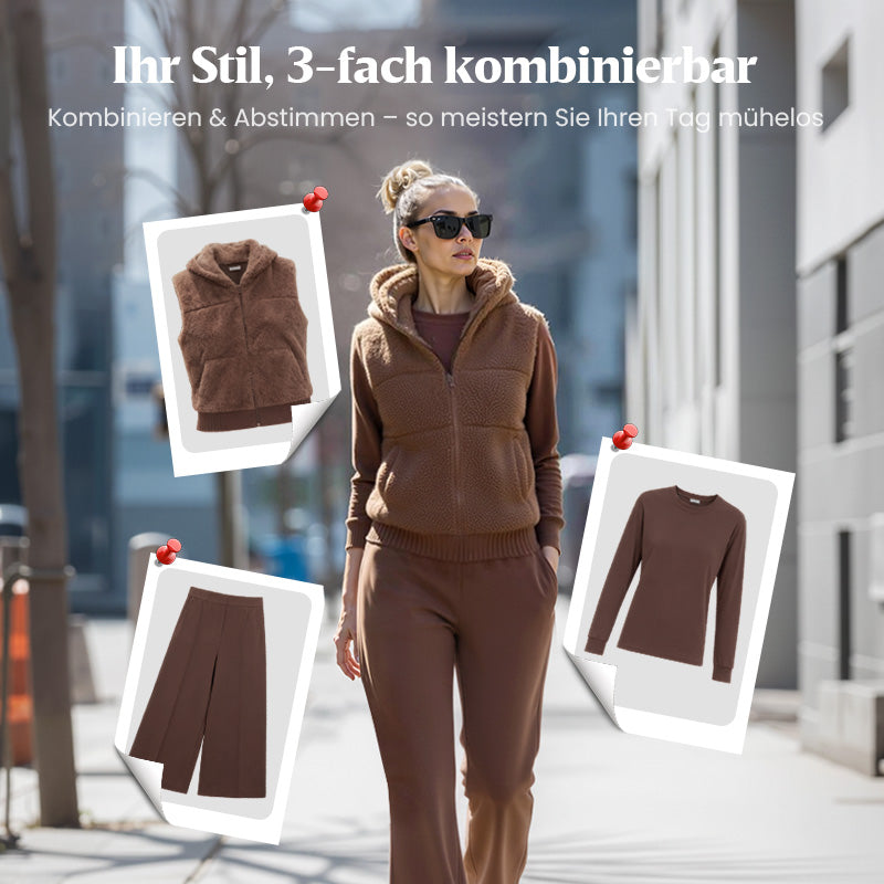 Ihr neues Lieblingsoutfit für den Winter – ein dreiteiliges Lounge-Set aus warmem Strick, das Sie den ganzen Tag über gemütlich, schick und selbstbewusst hält ❄️