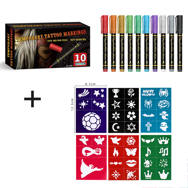 🎨50% OFF NOW! Temporary Tattoo Markers for Skin – Long-Lasting Waterproof Body Art Tattoo Pens, DIY Temporary Tattoo Kit for Parties, Festivals, Halloween & Cosplay