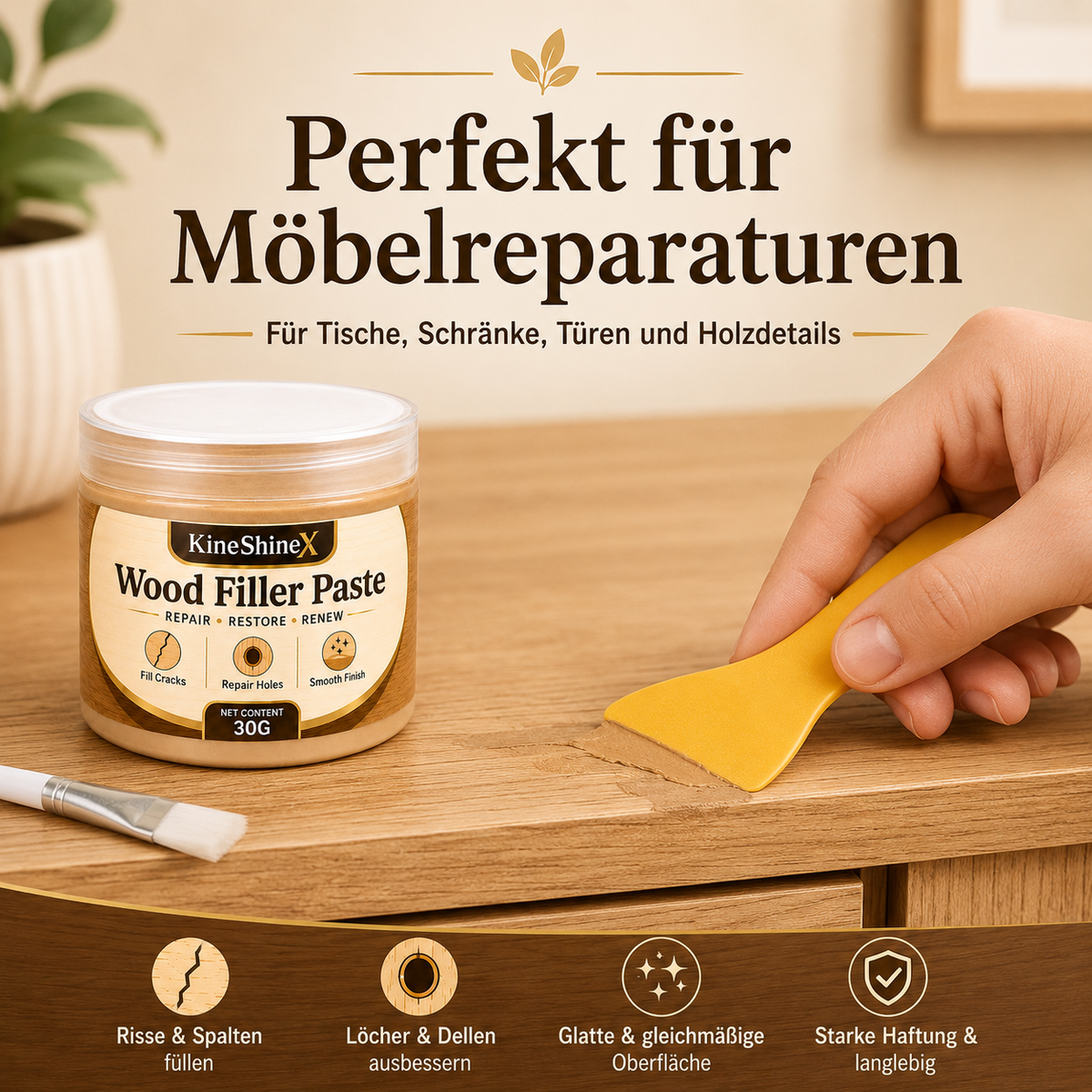 Holzspachtelmasse zum Ausbessern von Rissen und Löchern an Möbeln – Reparaturset