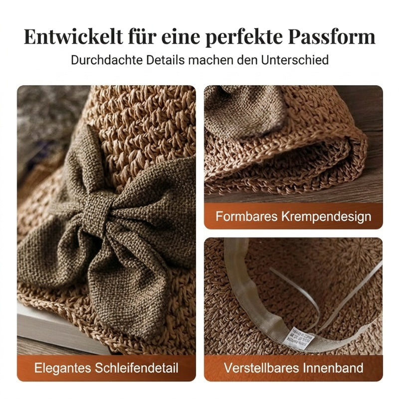 🎀 50 % RABATT 👒 | Strohhut mit Retro-Schleife – Faltbar & atmungsaktiv für den Sommer